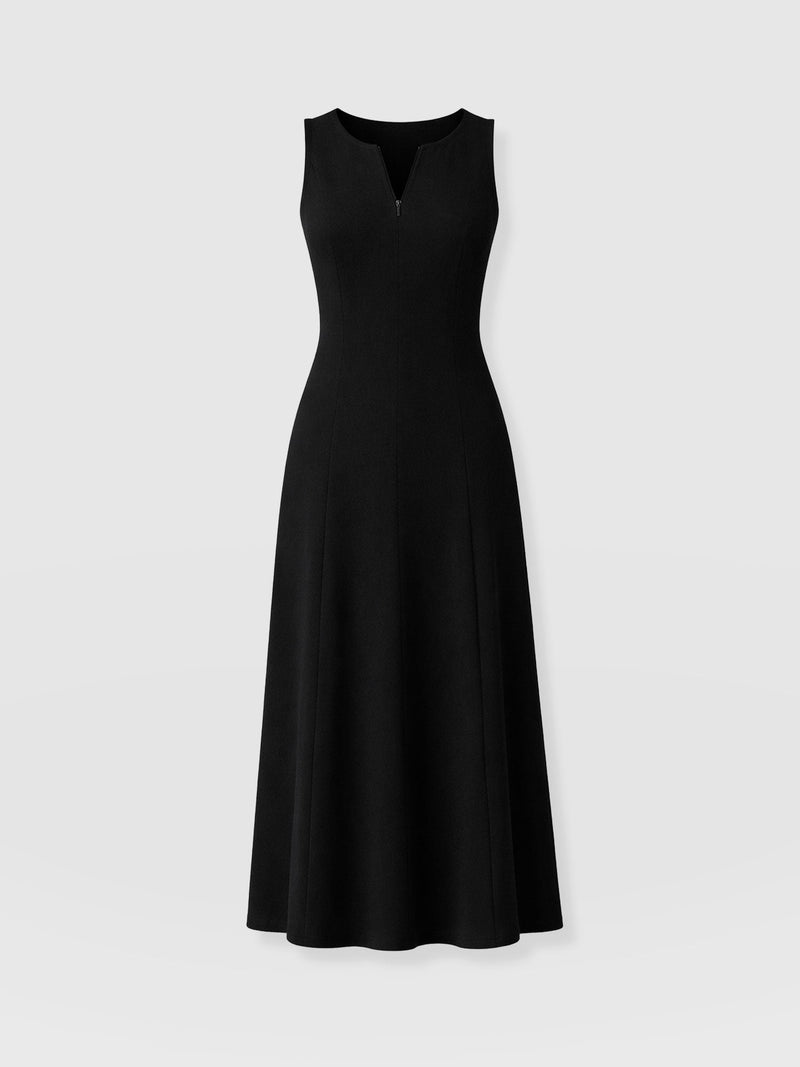 Orla Sleeveless Midi Dress - Black Textured