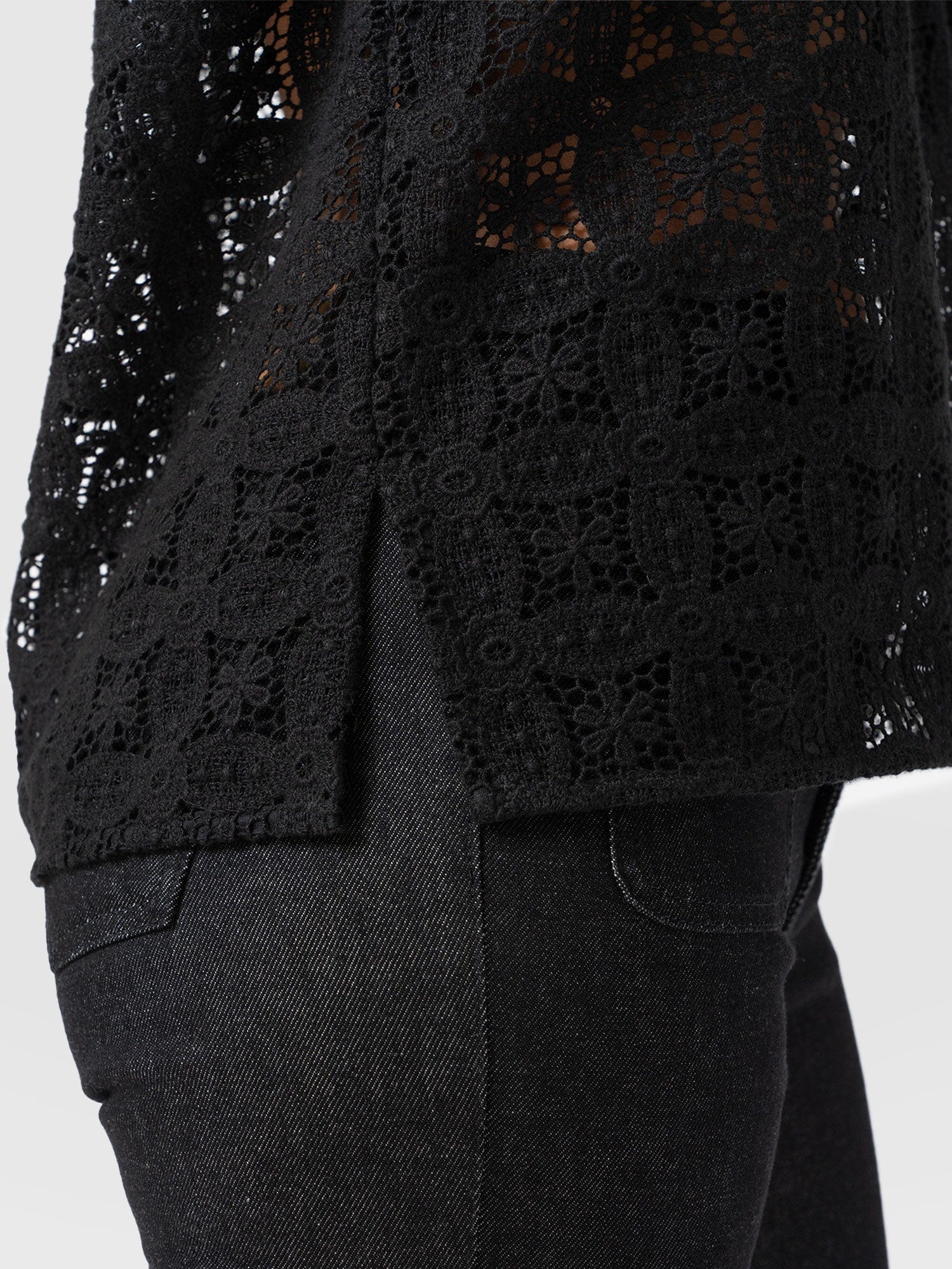 Ottilie V Neck Blouse - Black Broderie