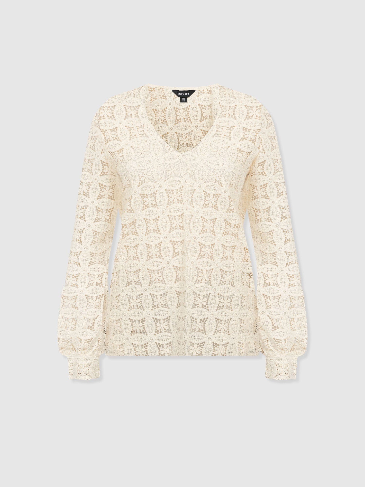Ottilie V Neck Blouse - Cream Broderie - Women's Blouses | Saint + Sofia® UK
