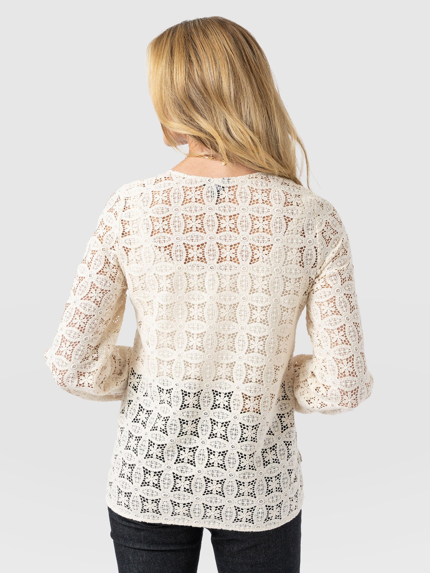 Ottilie V Neck Blouse - Cream Broderie