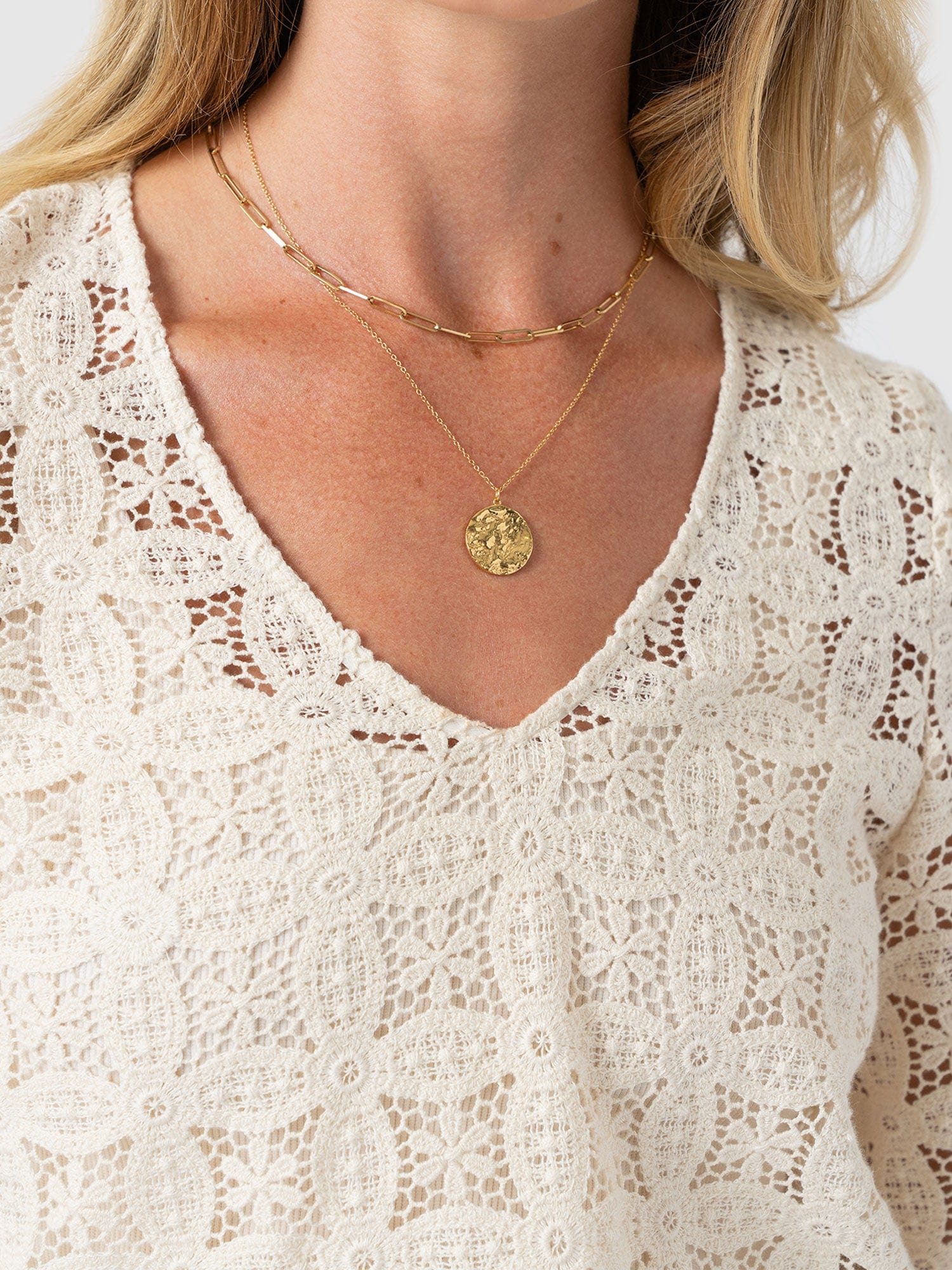 Ottilie V Neck Blouse - Cream Broderie