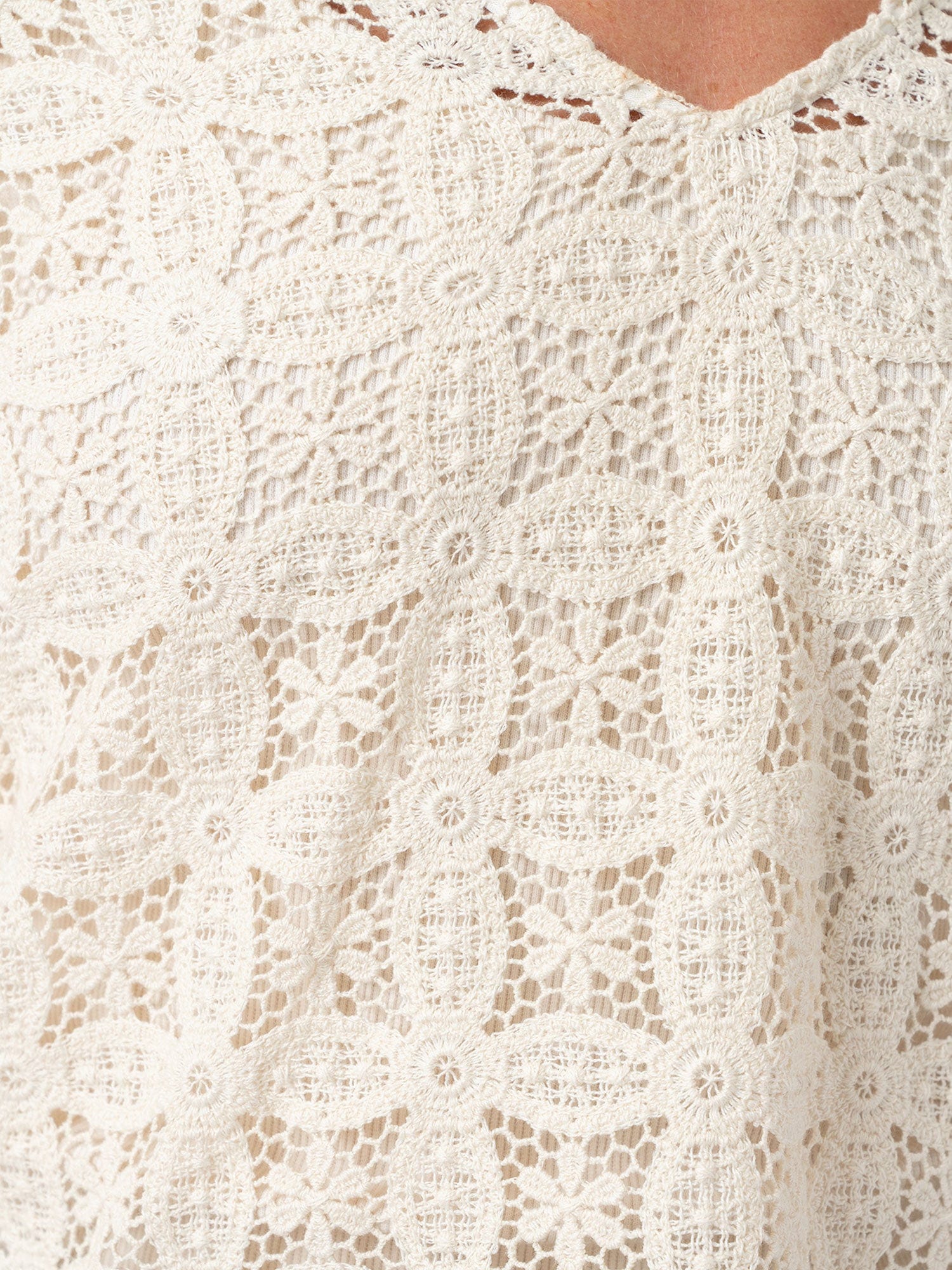 Ottilie V Neck Blouse - Cream Broderie