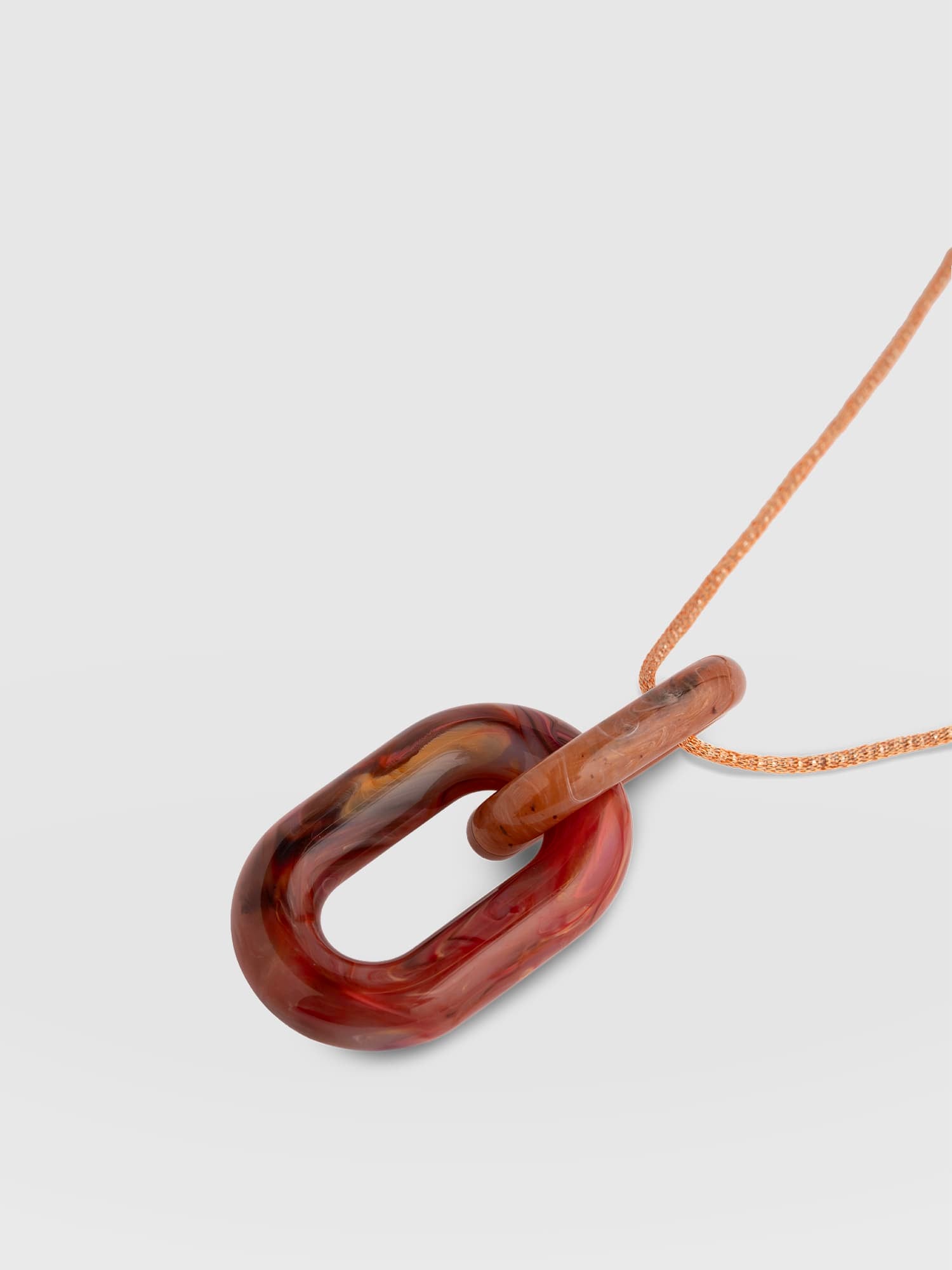 Oval Pendant Necklace - Red/Peach