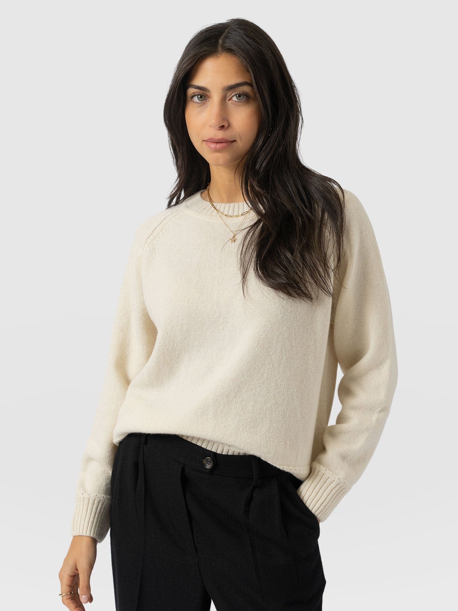 Oxford Cashmere Jumper - Cream - Women's Jumpers | Saint + Sofia® UK