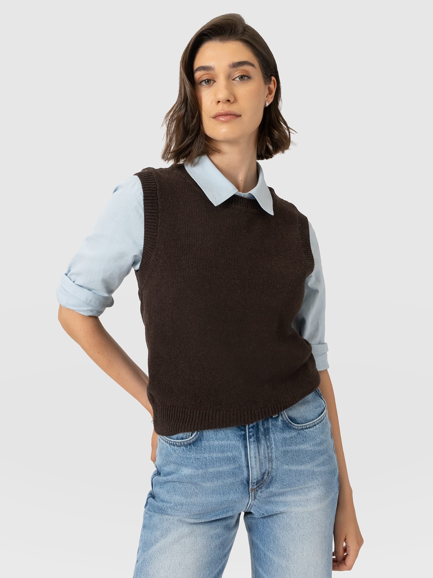 Oxford Cashmere Sleeveless Knit - Brown