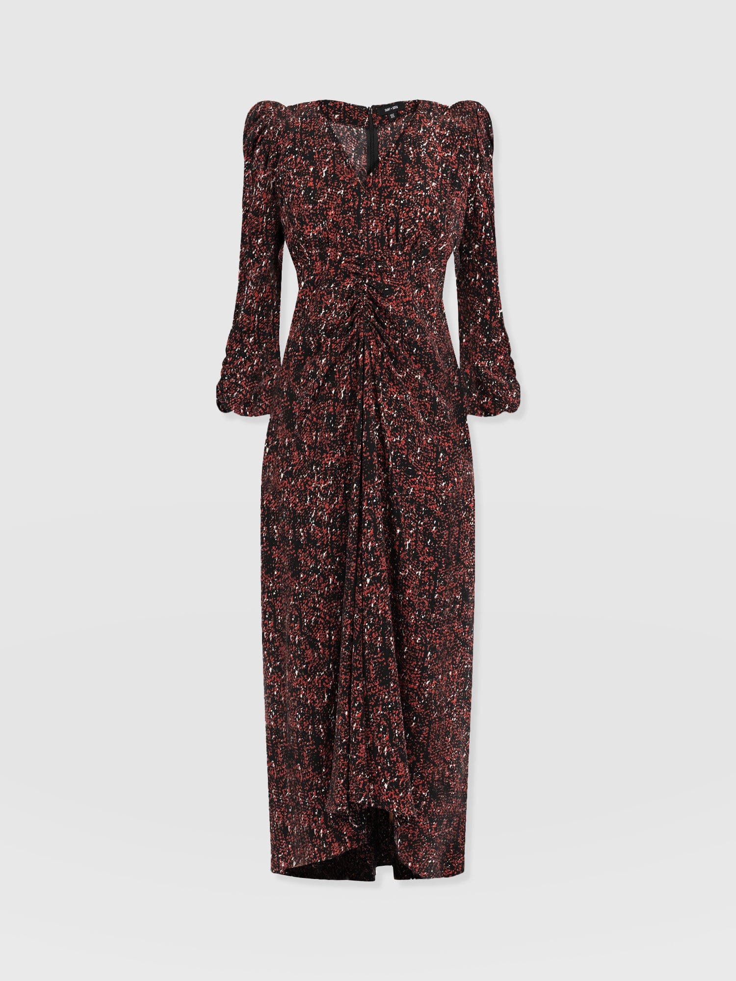 Paloma Ruched Dress Red Ditsy Leopard - Women's Dresses | Saint + Sofia® UK