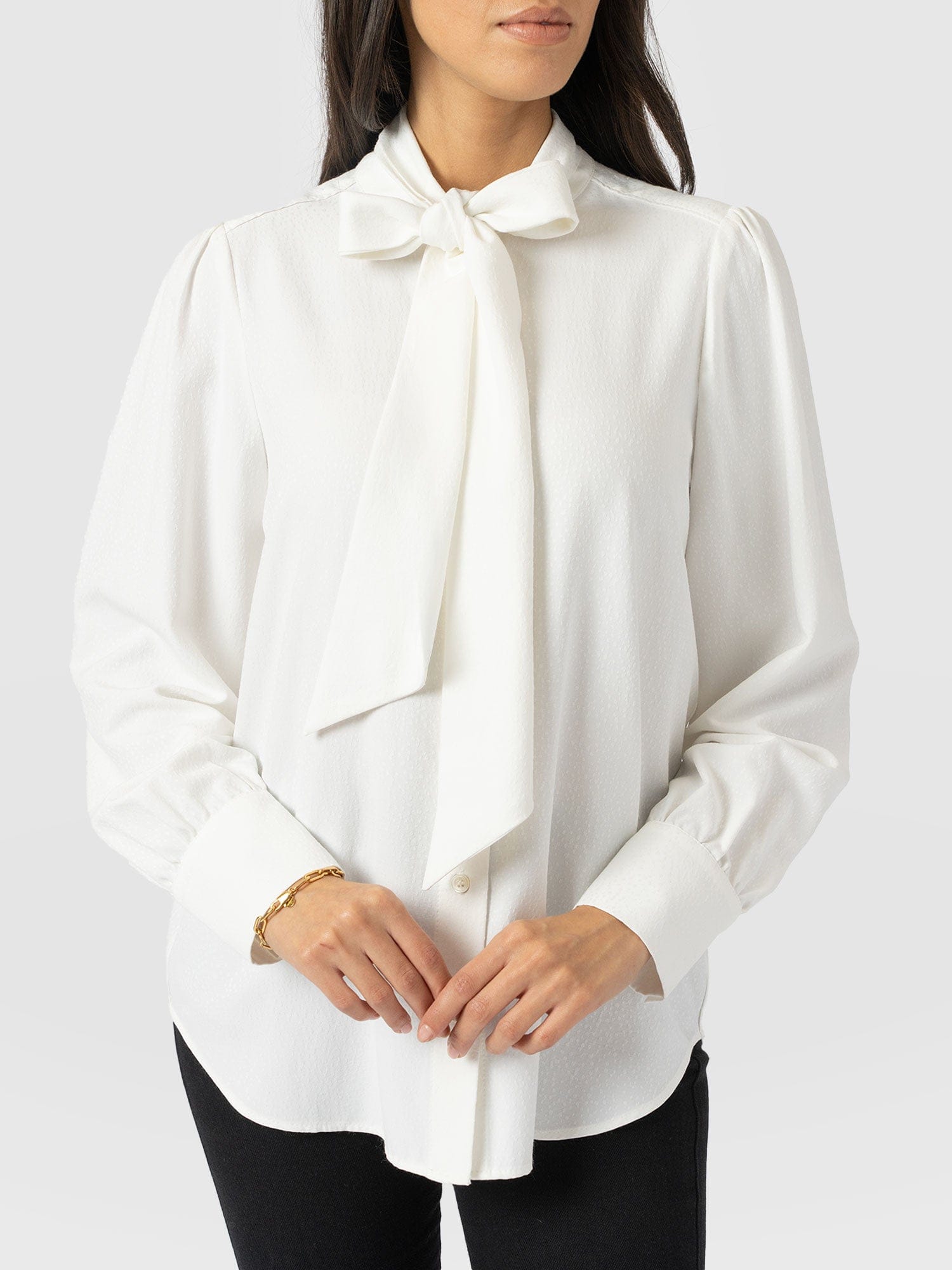 Paxton Pussybow Blouse Cream - Women's Blouses | Saint + Sofia® UK
