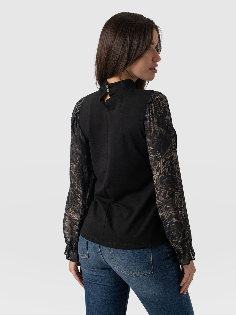 Penny Puff Sleeve Long Sleeve Top - Spot Feather