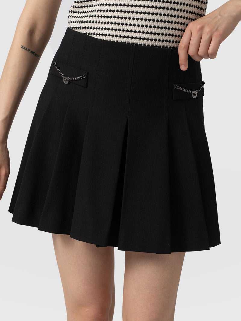 Petra Pleated Mini Skirt - Black