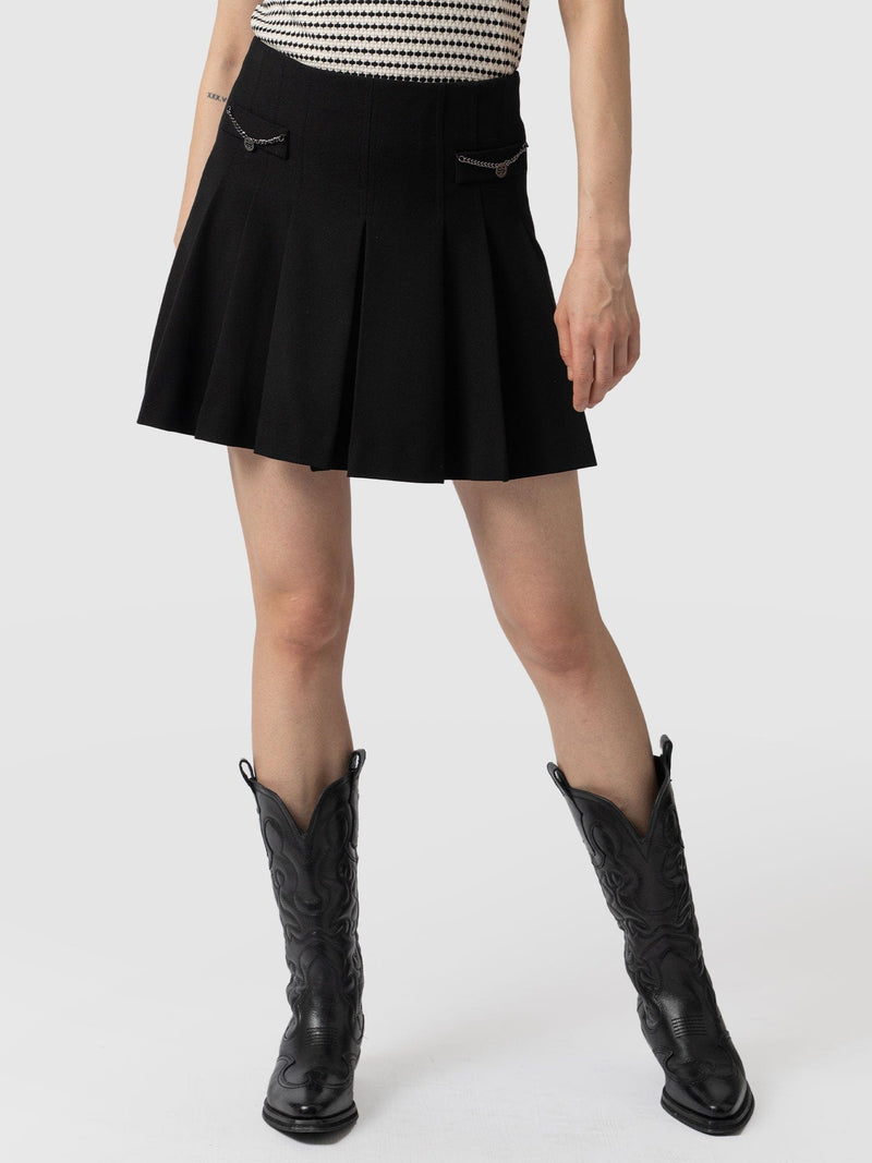 Petra Pleated Mini Skirt - Black