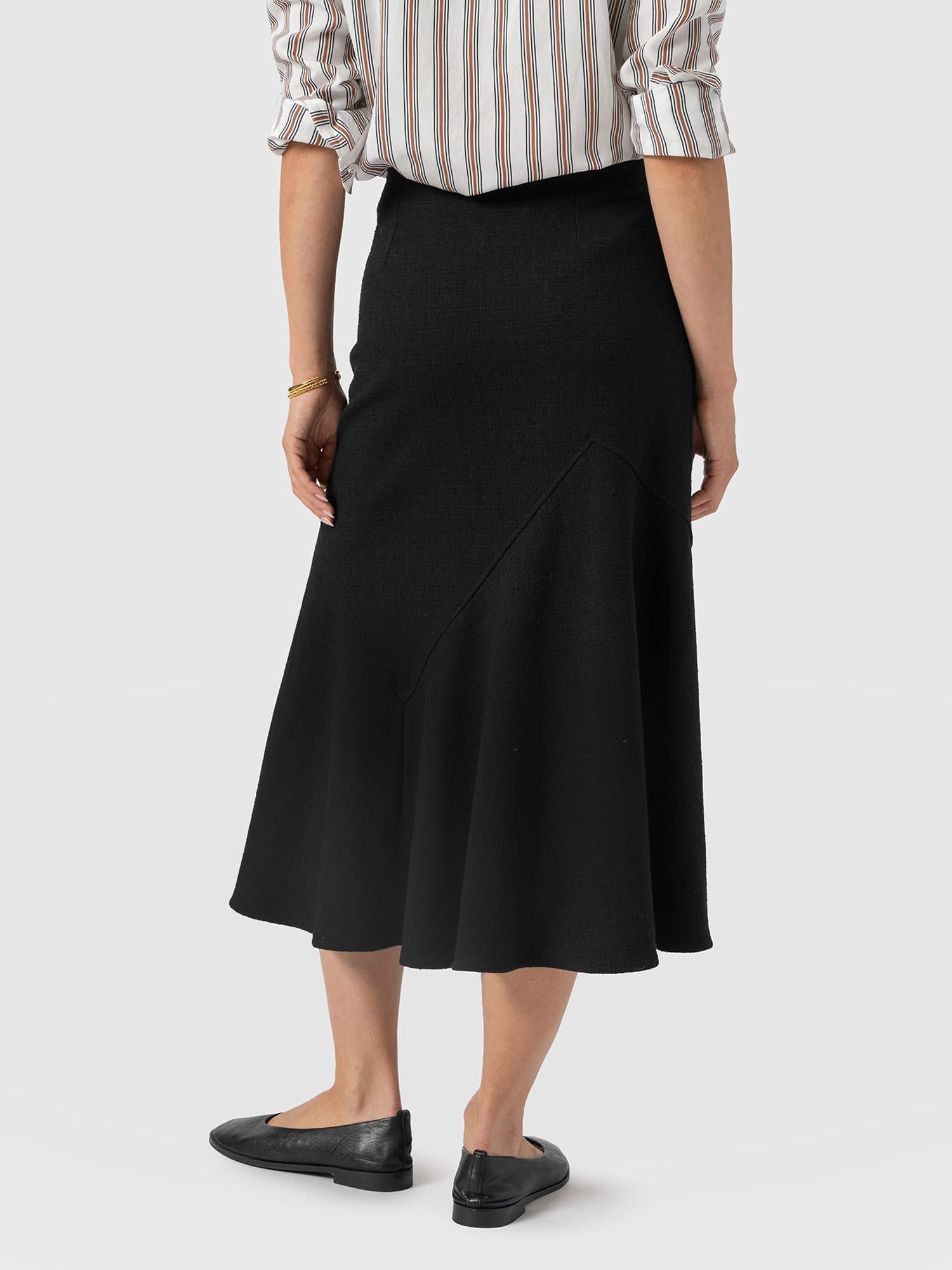 Piper Panelled Skirt  - Black Boucle