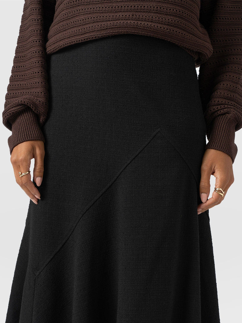 Piper Panelled Skirt  - Black Boucle