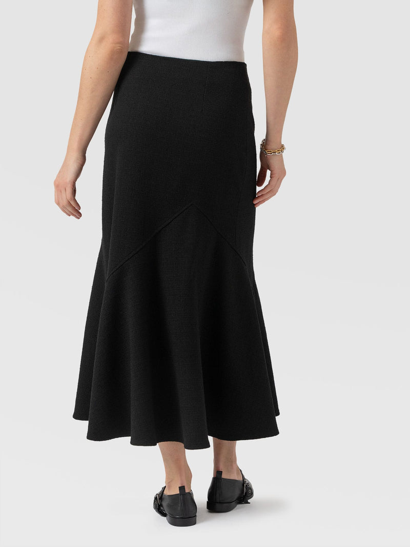 Piper Panelled Skirt  - Black Boucle