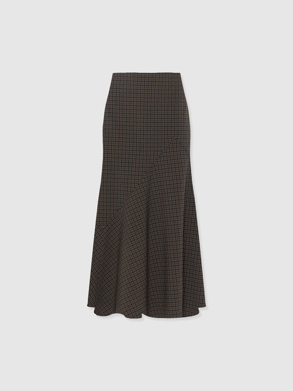 Piper Panelled Skirt - Brown Check