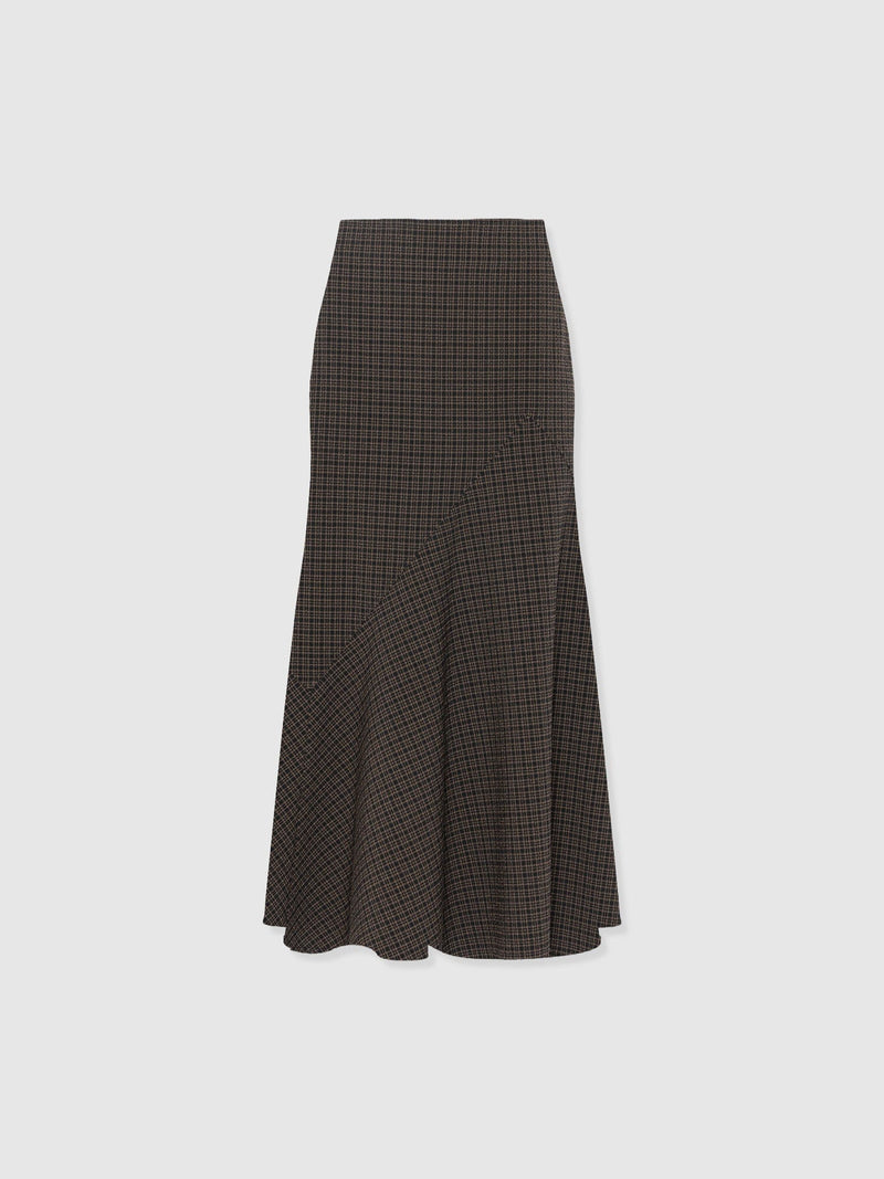 Piper Panelled Skirt - Brown Check