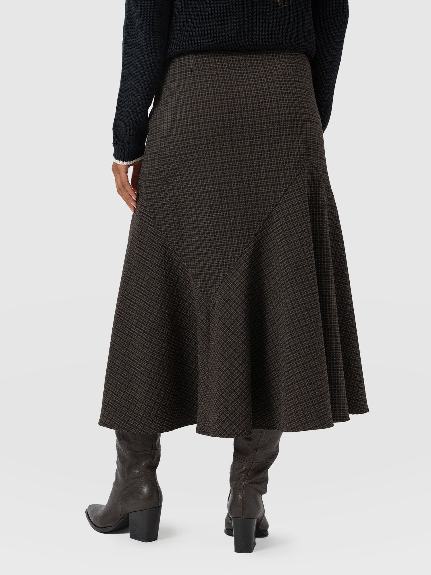 Piper Panelled Skirt - Brown Check