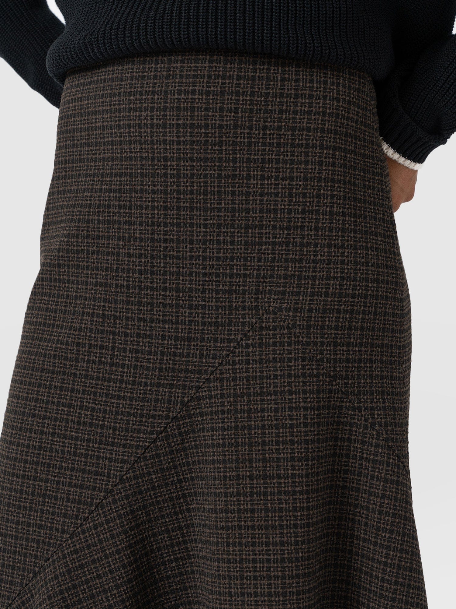 Piper Panelled Skirt - Brown Check