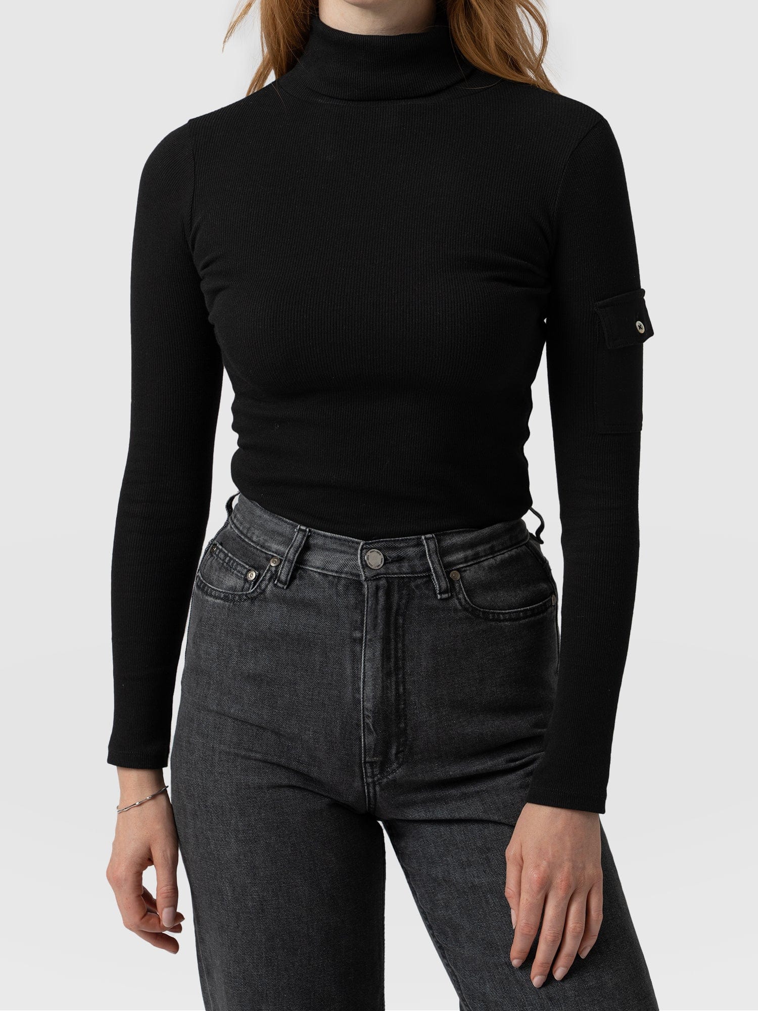 Pocket Roll Neck Black - Women's Jumpers | Saint + Sofia® UK