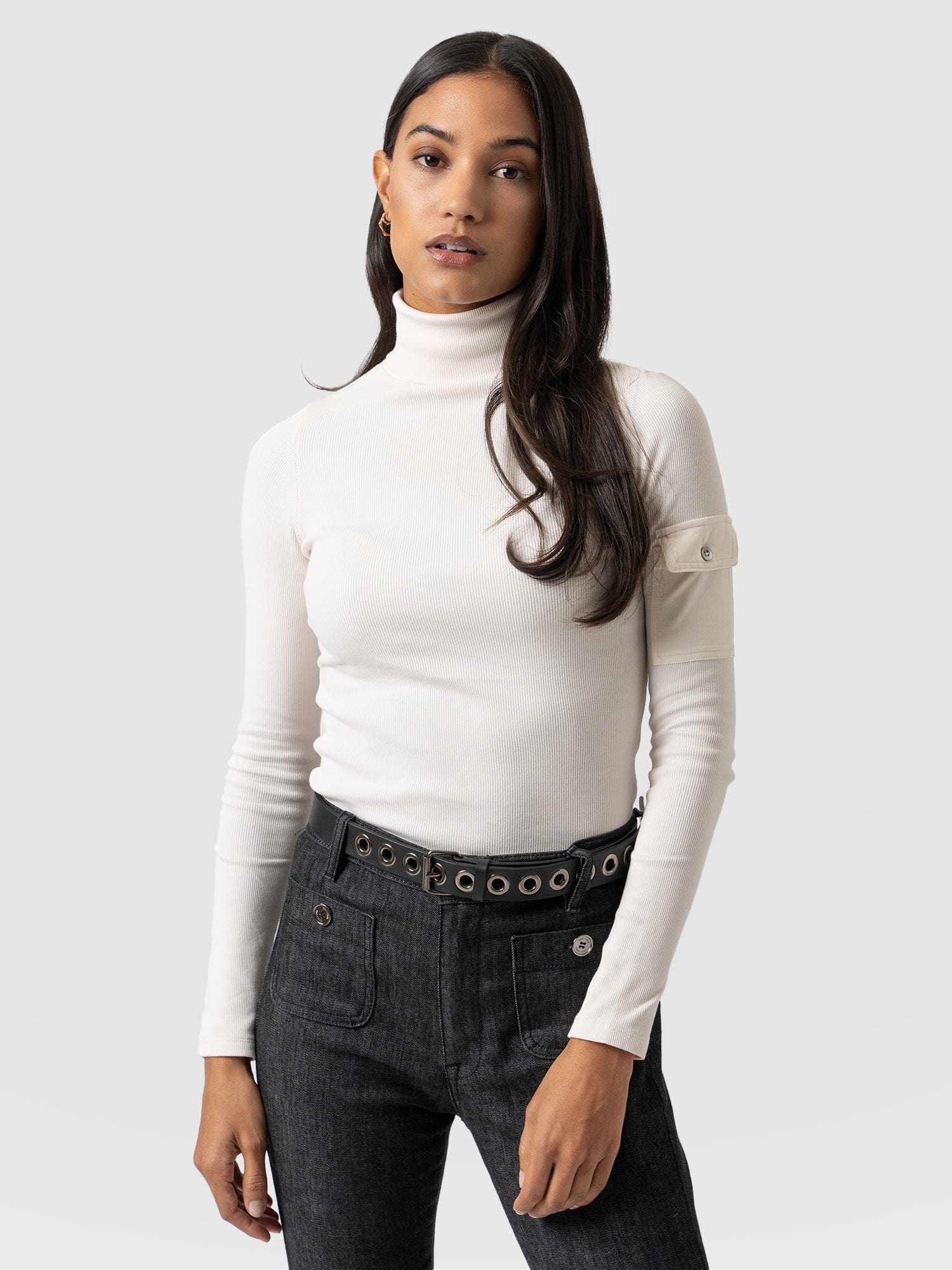 Pocket Roll Neck Cream - Women's Jumpers | Saint + Sofia® UK