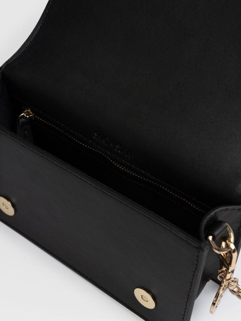 Primrose Chain Wallet Bag - Beige/Black Raffia
