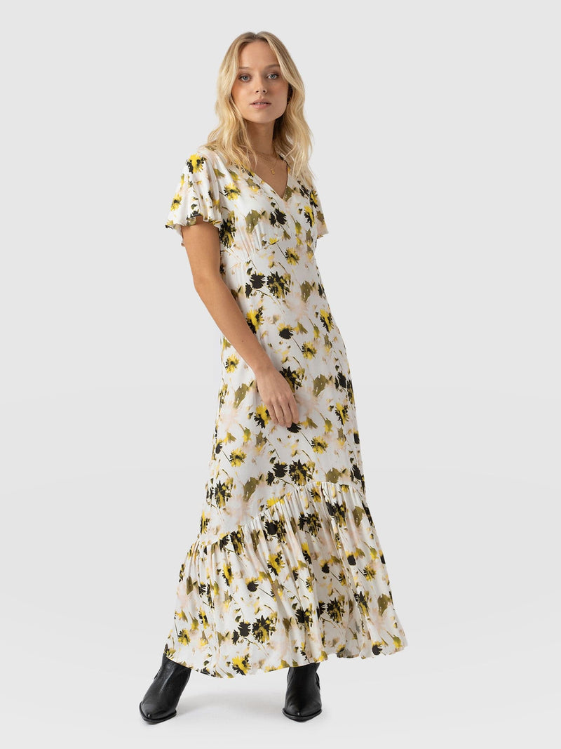 Primrose Dress - White Daisy Floral