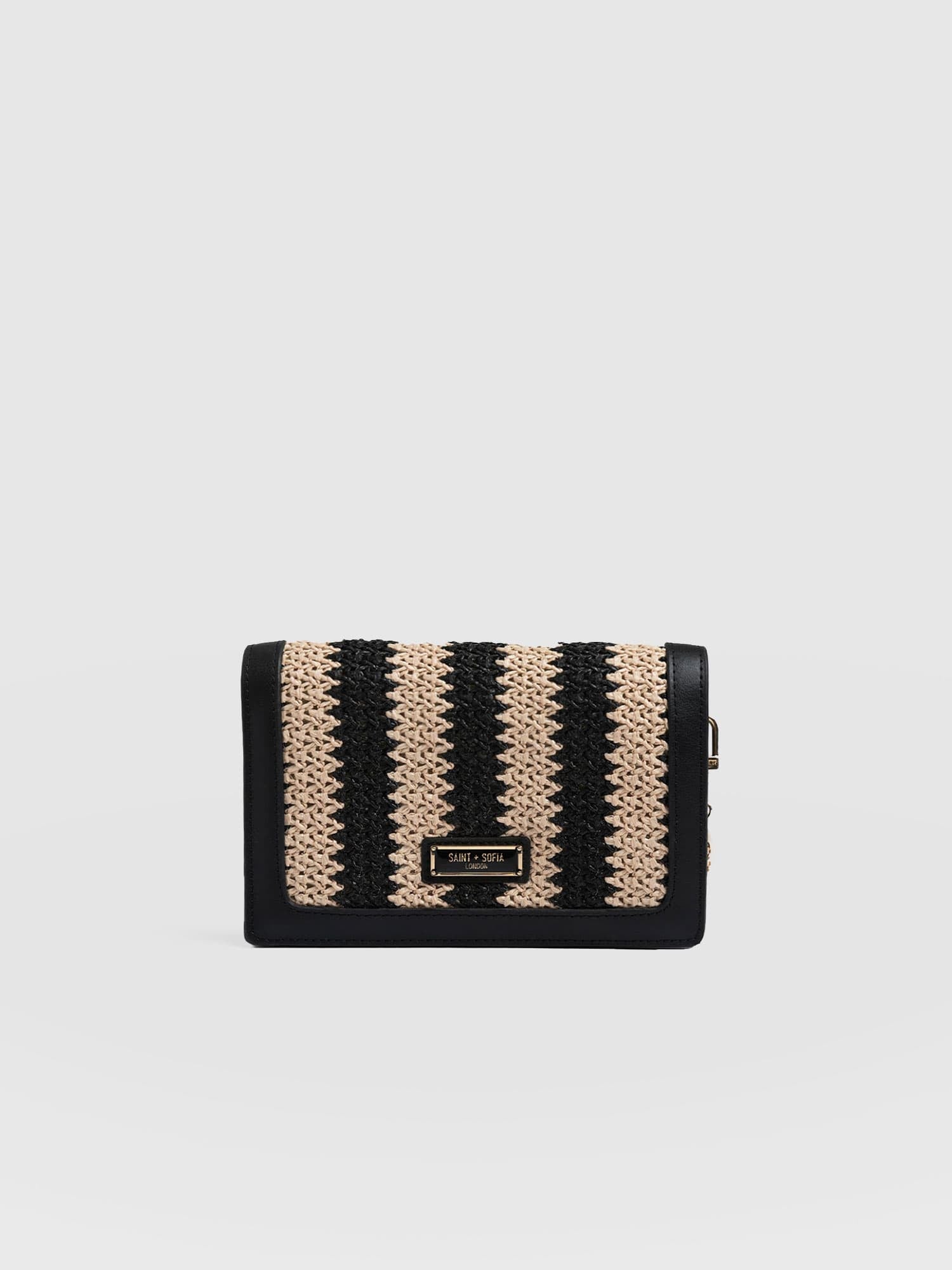 Primrose Wallet on Chain - Beige/Black Raffia