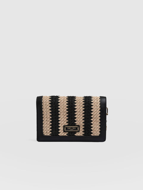 Primrose Wallet on Chain - Beige/Black Raffia