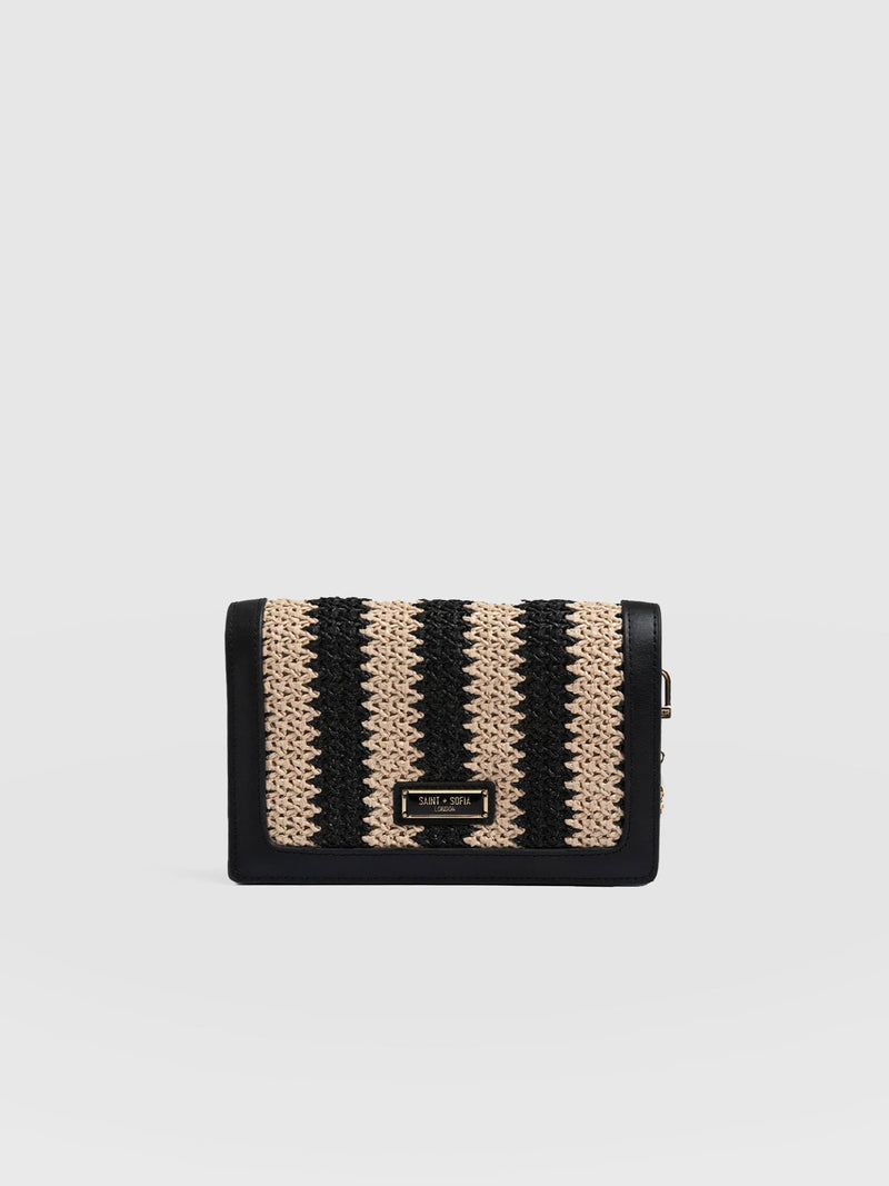 Primrose Wallet on Chain - Beige/Black Raffia