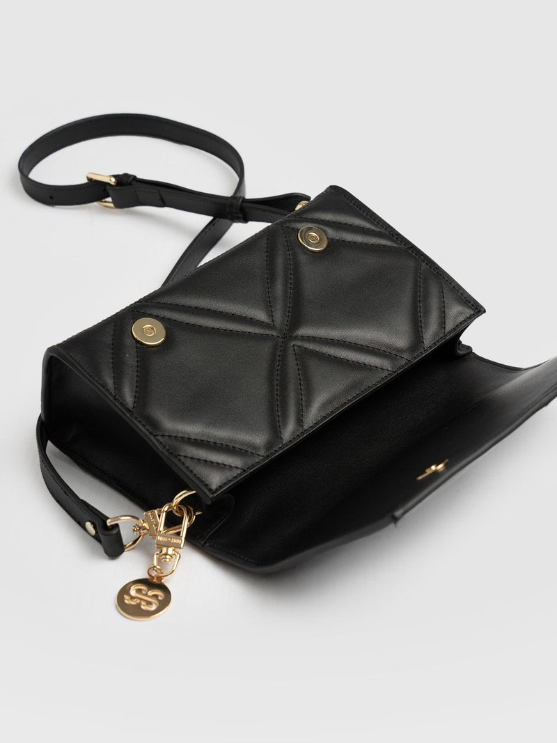 Quilted Keira Cross Body Bag - Black