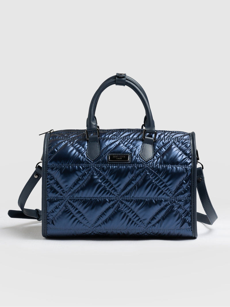 Quilted Maeve Duffle Bag - Metallic Navy