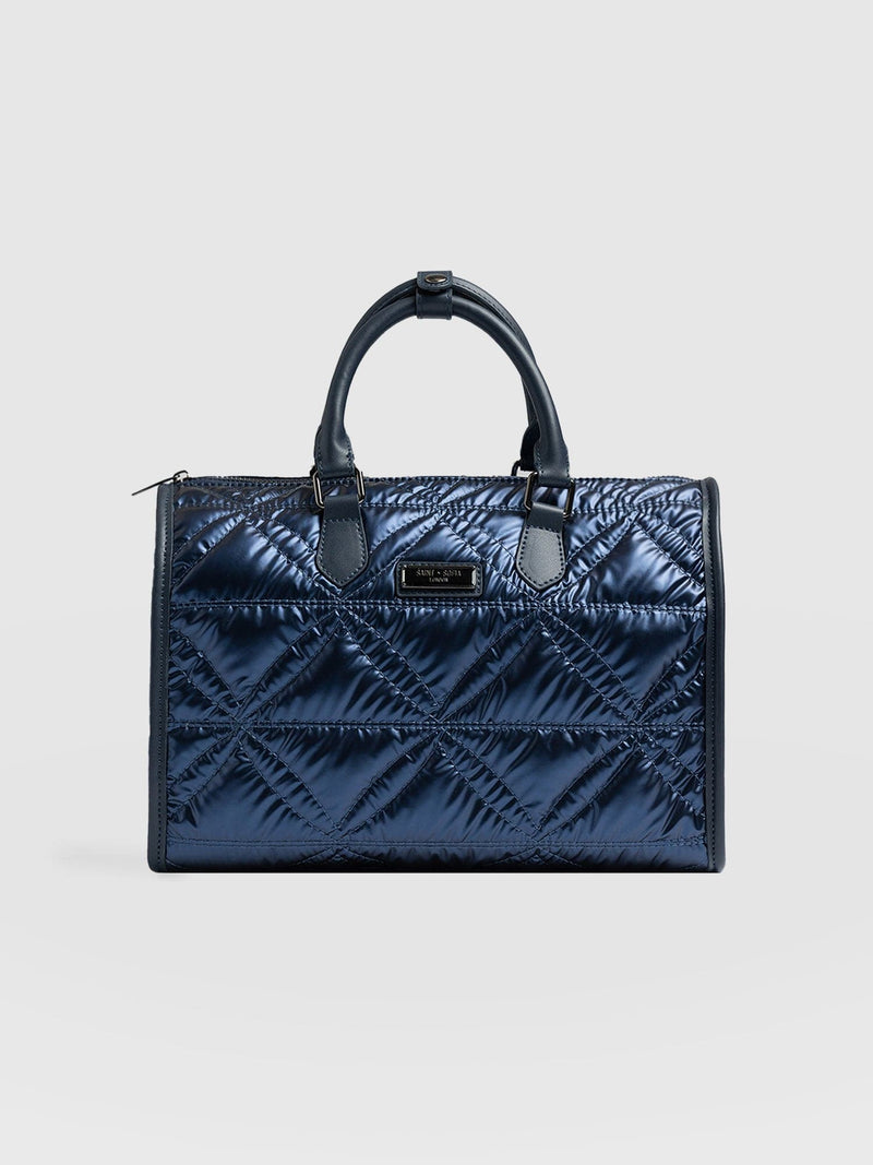 Quilted Maeve Duffle Bag - Metallic Navy