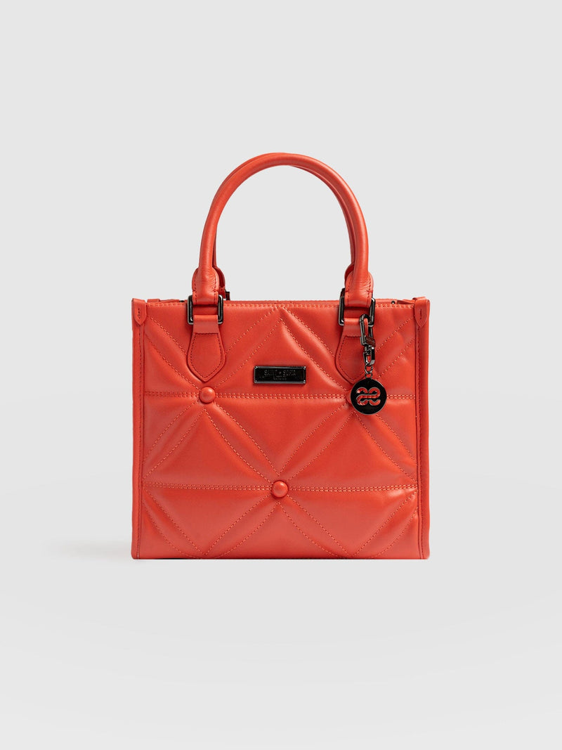 Quilted Mia Mini Tote Bag - Coral