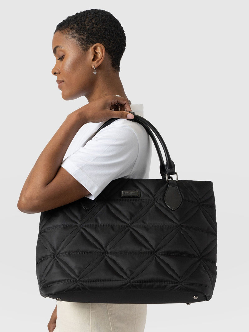Quilted Selene Shopper Bag - Black