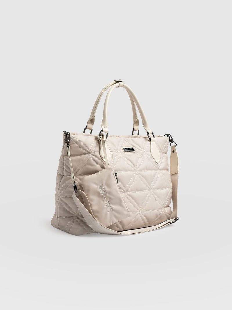 Quilted Selene Shopper Bag Cream - Women's Bags | Saint + Sofia® UK
