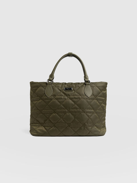 Quilted Selene Shopper Bag - Khaki