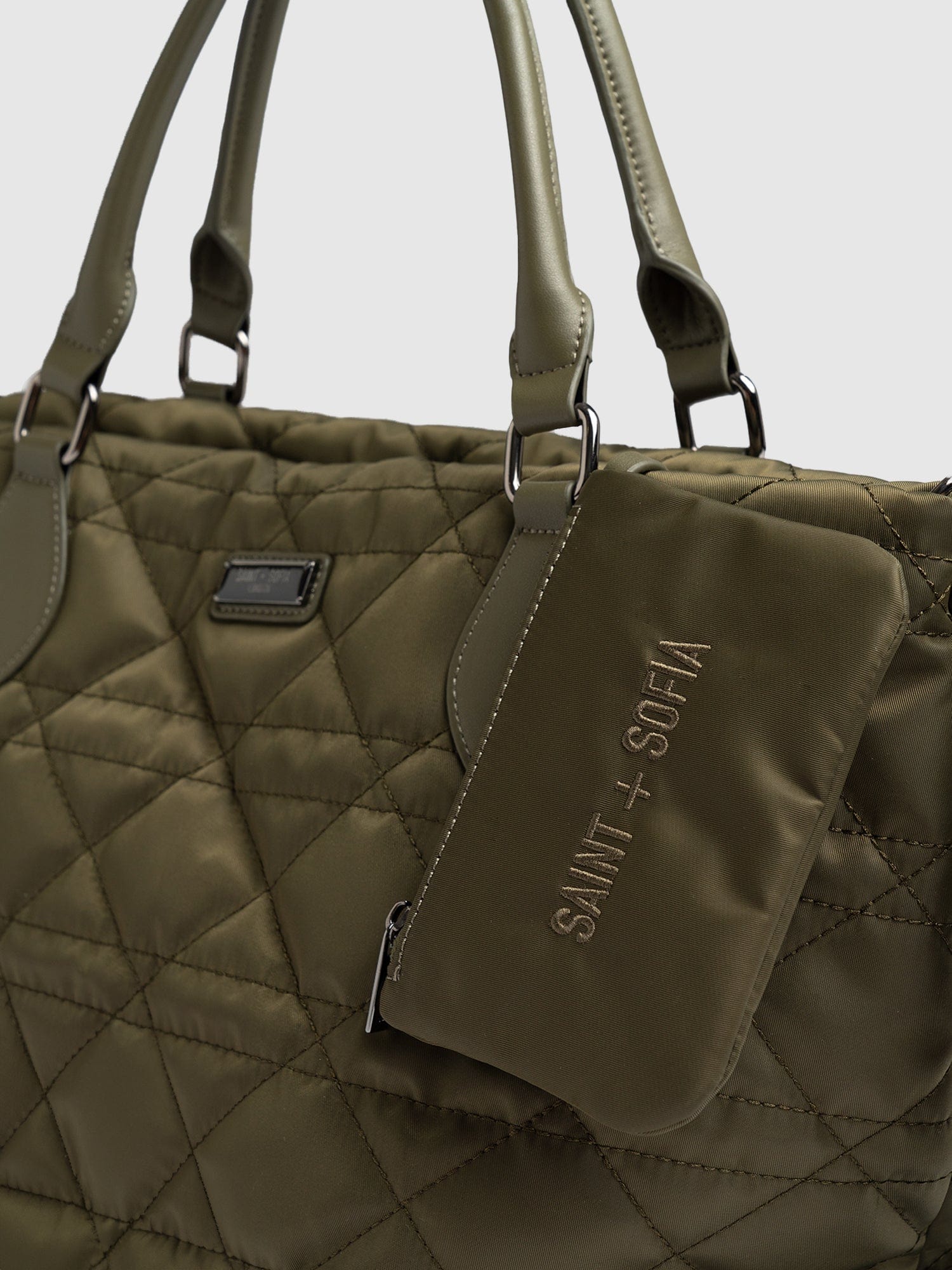 Quilted Selene Shopper Bag Khaki - Women's Bags | Saint + Sofia® UK