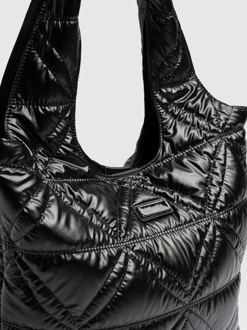 Quilted Stella Shoulder Tote Bag - Black