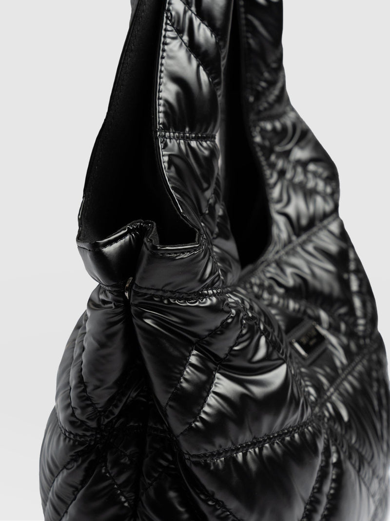 Quilted Stella Shoulder Tote Bag - Black