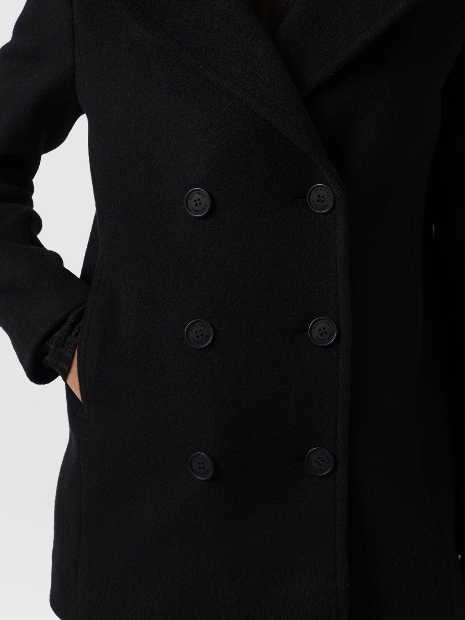 Quinn Pea Coat Black - Women's Coats | Saint + Sofia® UK