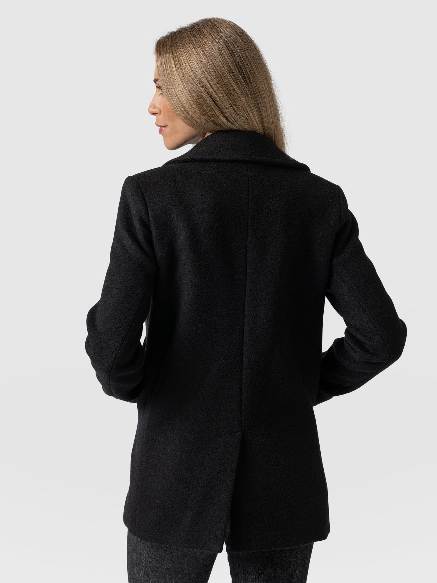 Quinn Pea Coat Black - Women's Coats | Saint + Sofia® UK