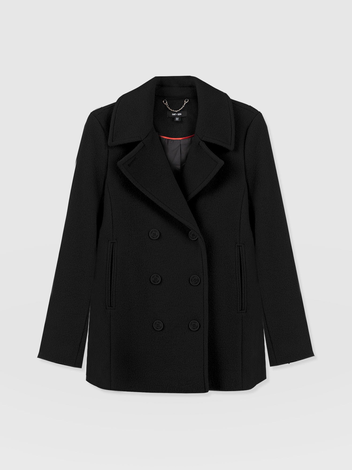 Quinn Pea Coat Black - Women's Coats | Saint + Sofia® UK
