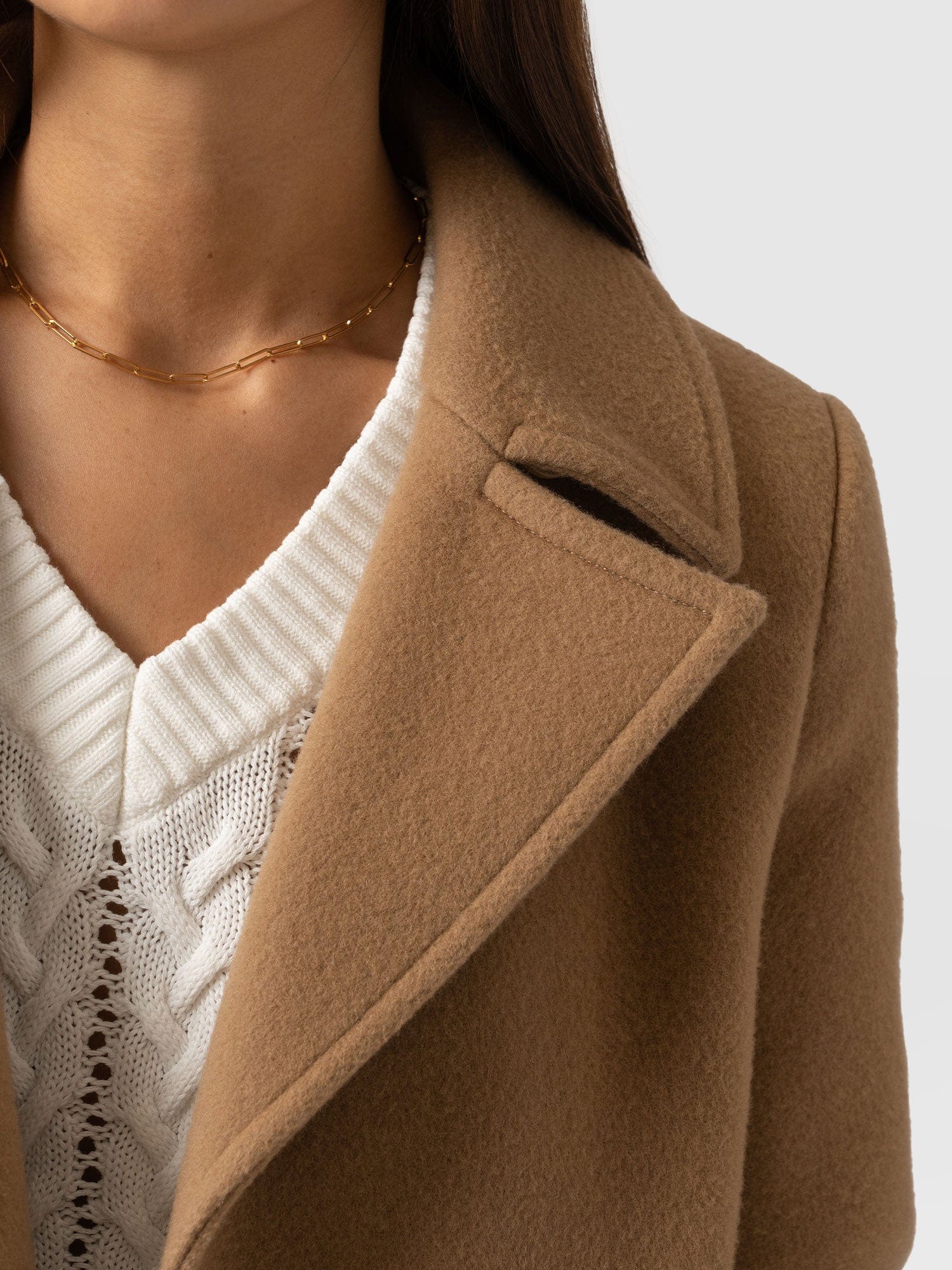 Quinn Pea Coat Camel - Women's Coats | Saint + Sofia® UK