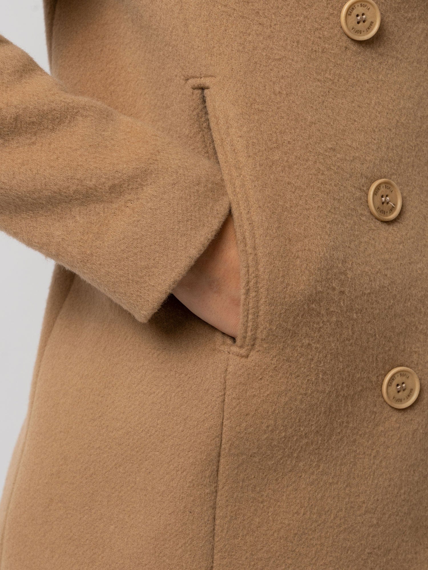 Quinn Pea Coat Camel - Women's Coats | Saint + Sofia® UK