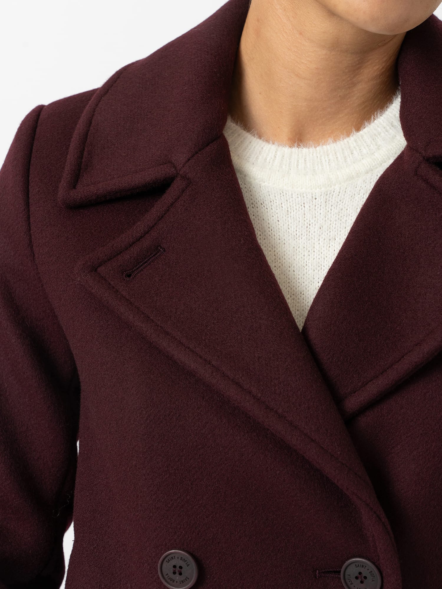 Quinn Pea Coat - Maroon