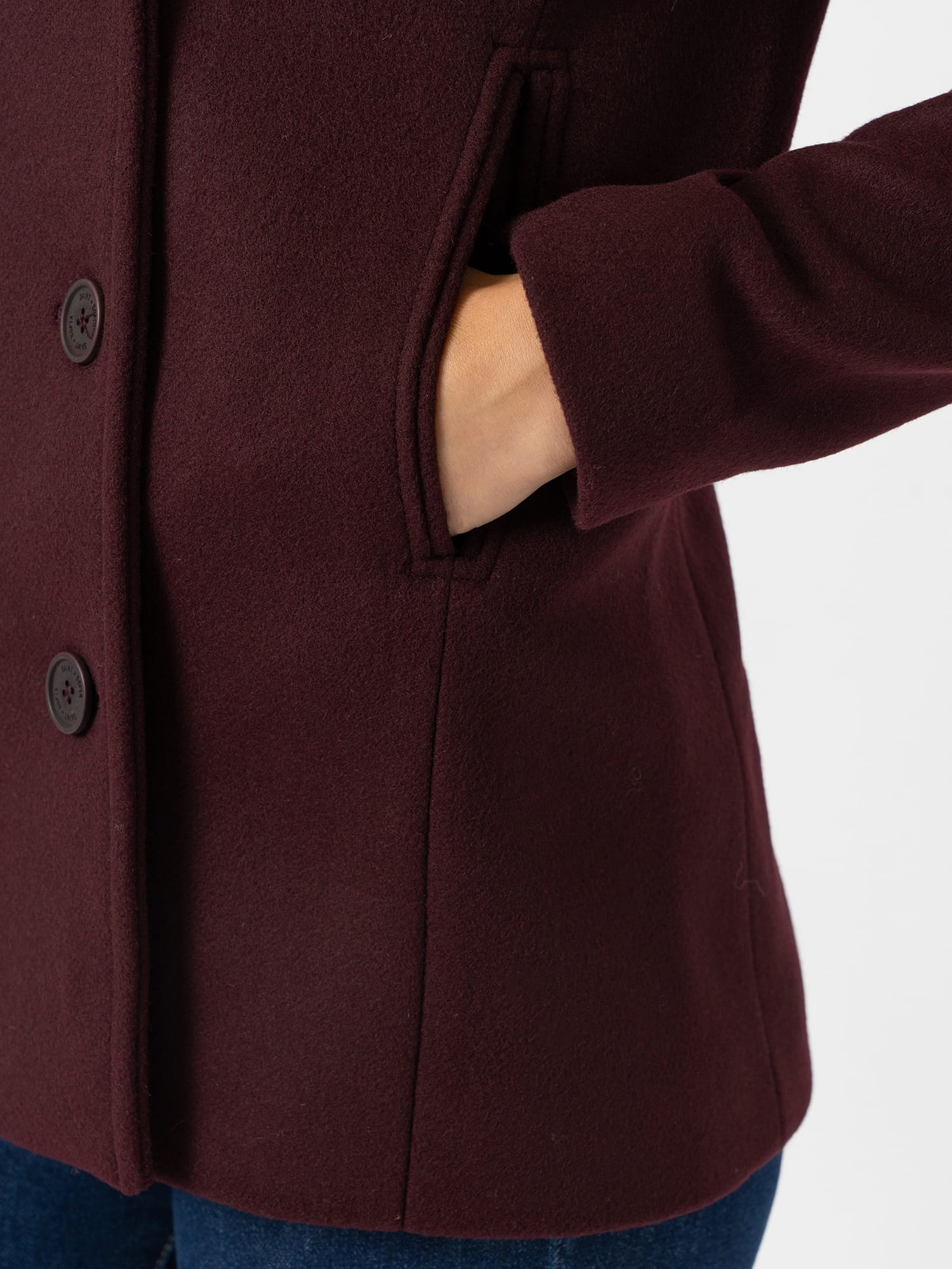 Quinn Pea Coat - Maroon