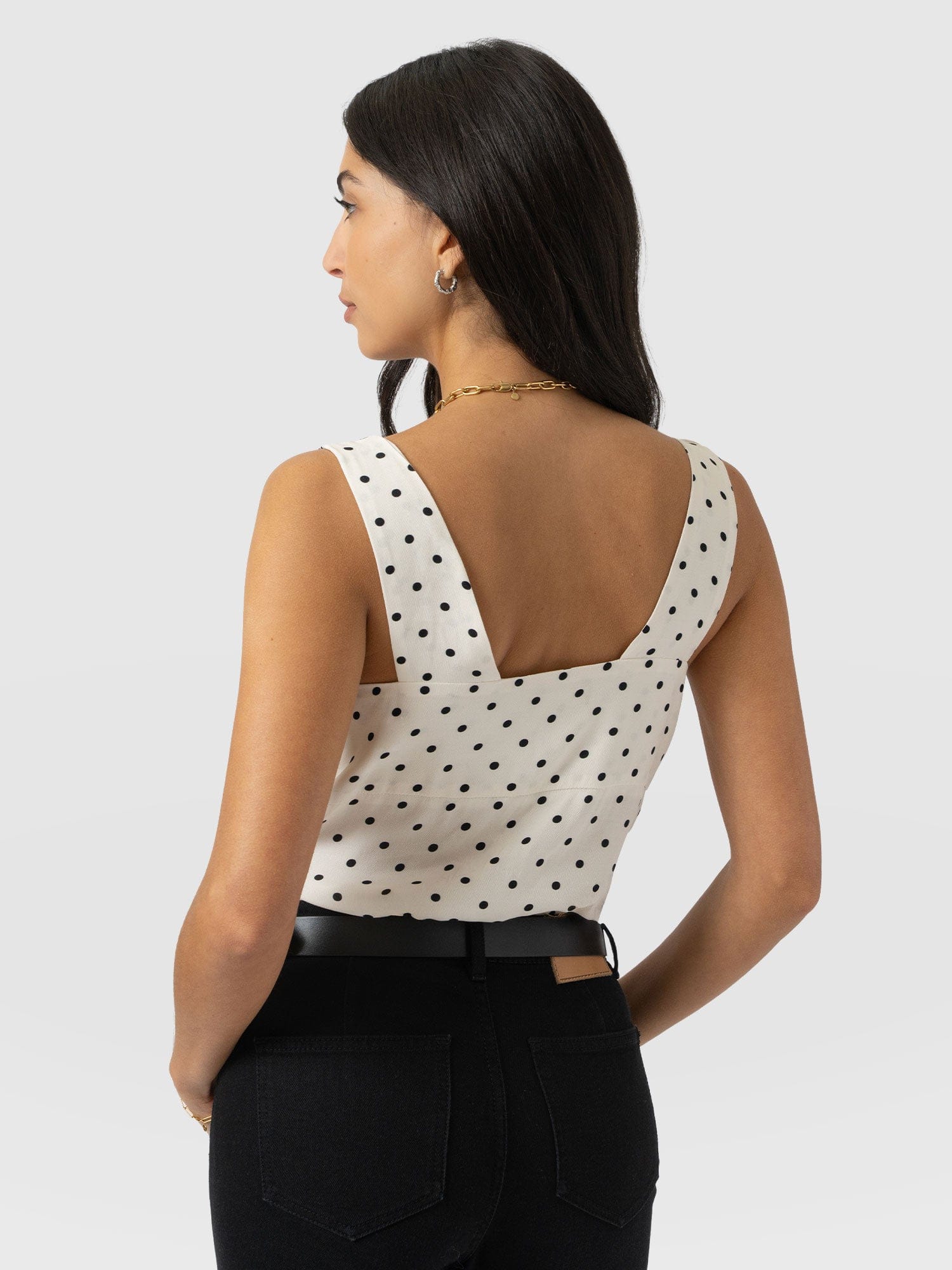 Raye Cowl Cami - Cream Polka Dot