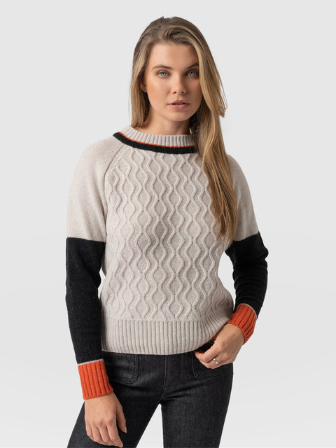 Rayner Cashmere Jumper Black/Beige/Orange - Women's Jumper | Saint + Sofia® UK