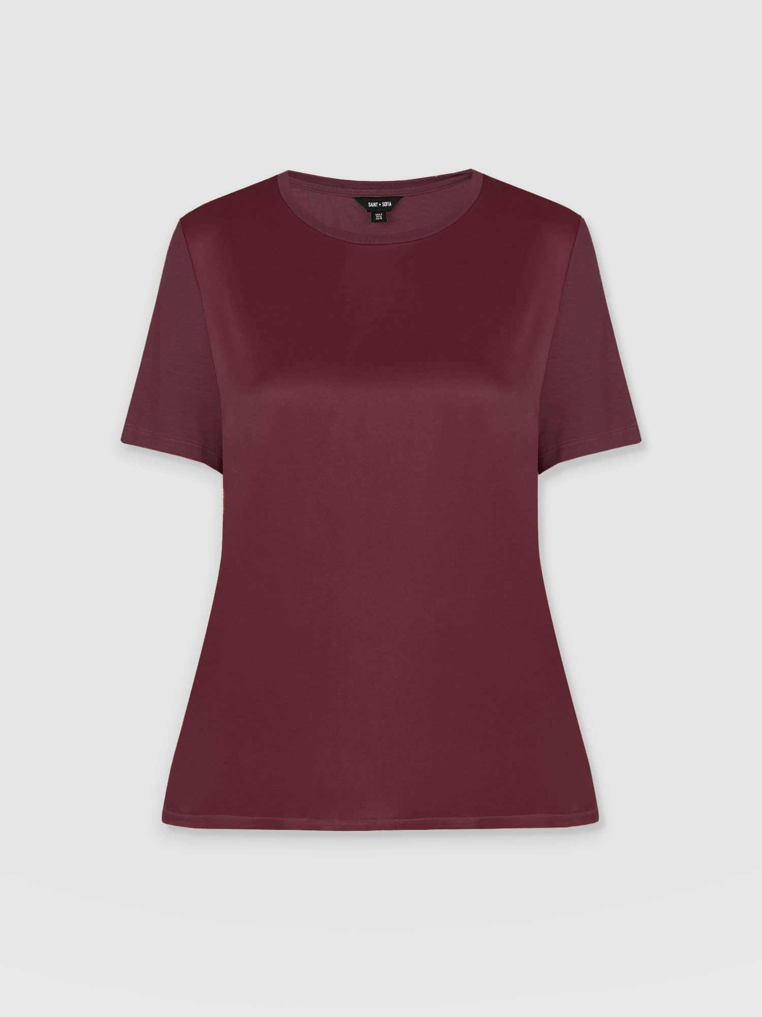 Rayner Contrast Tee Maroon - Women's T-Shirts | Saint and Sofia® UK
