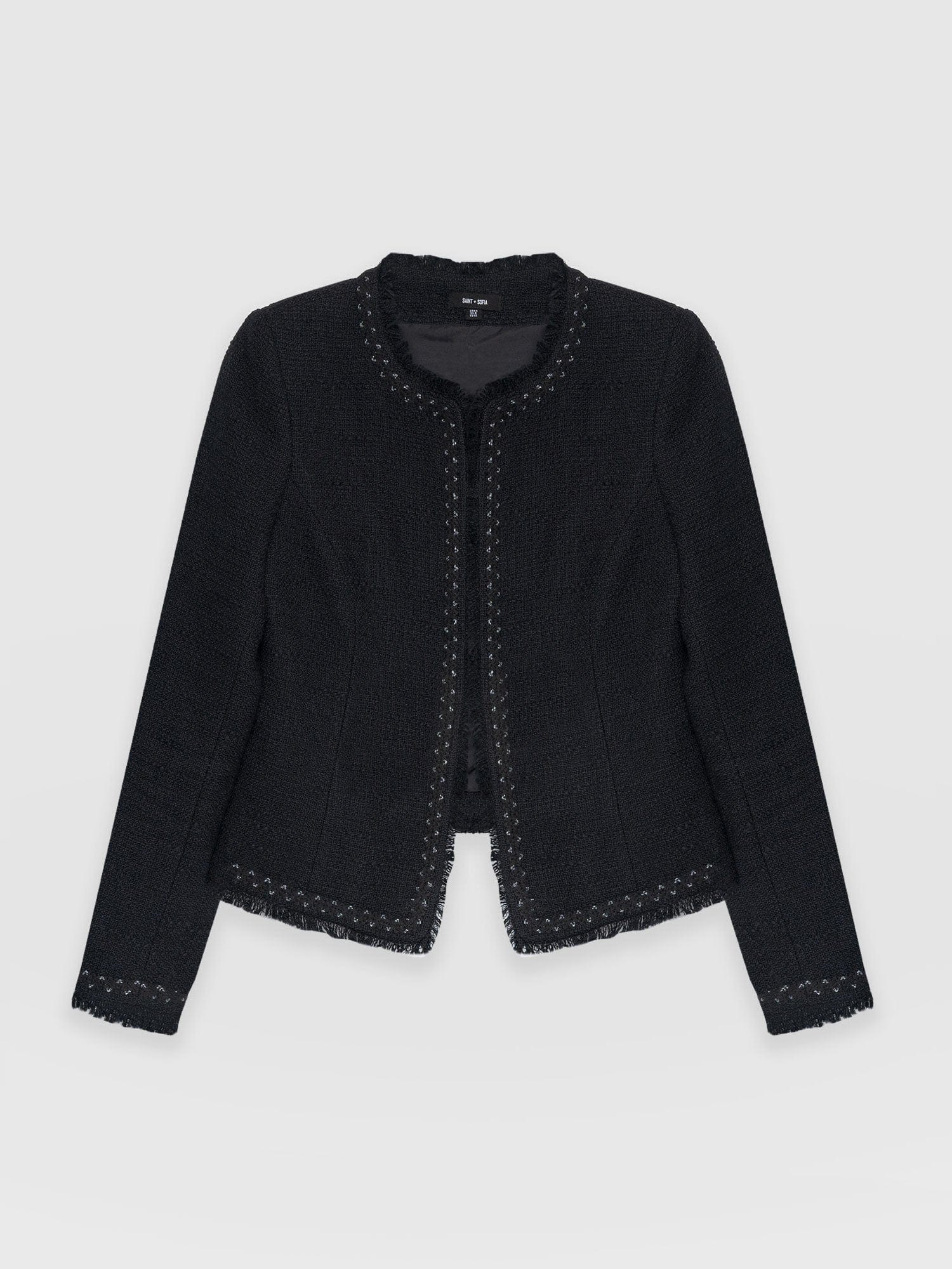 Rayner Jacket Black Bouclé - Women's Jackets | Saint and Sofia® UK