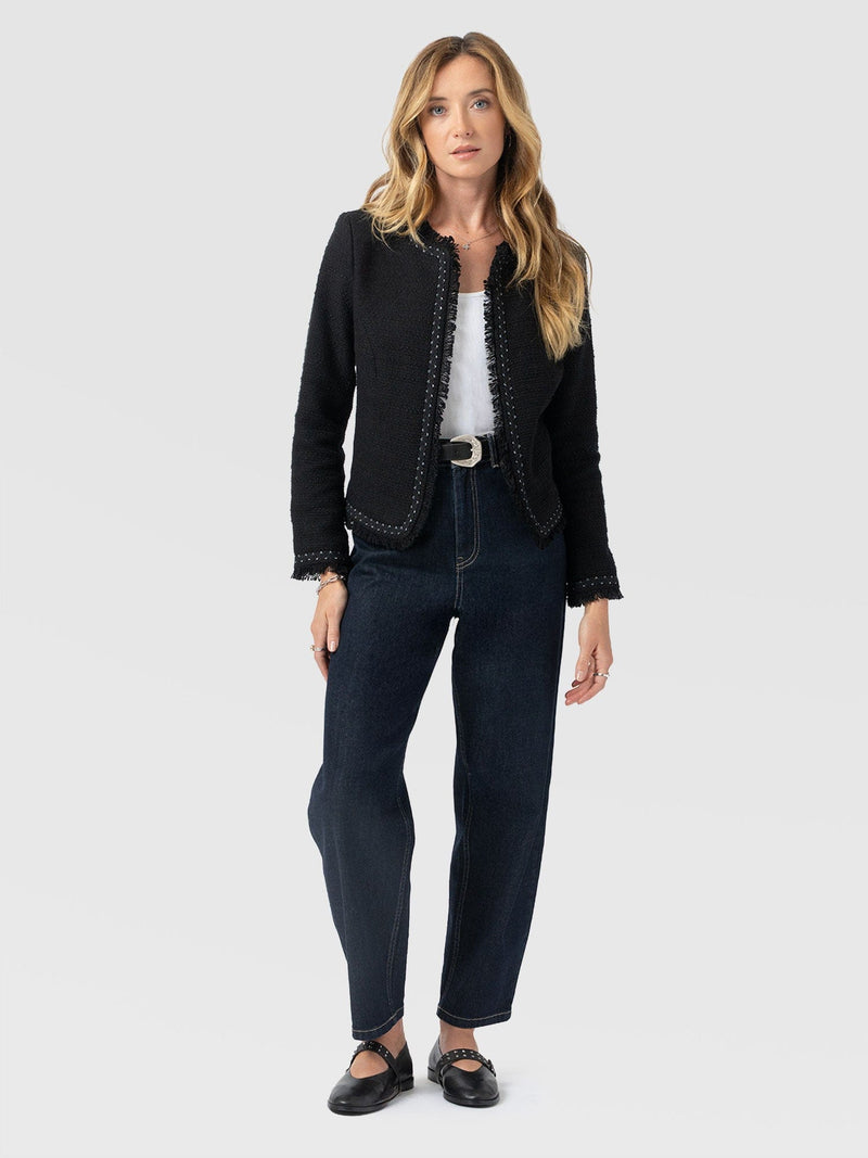 Rayner Jacket Black Bouclé - Women's Jackets | Saint and Sofia® UK